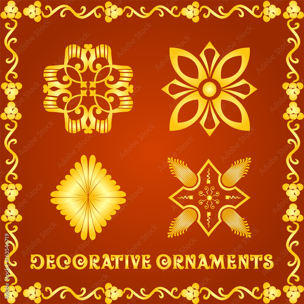 Decorative floral design elements and vector ornaments