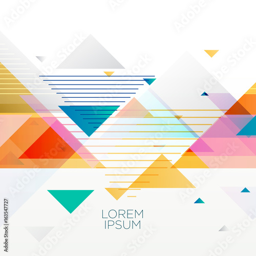 abstract colorful background made with triangles in memphis style photo