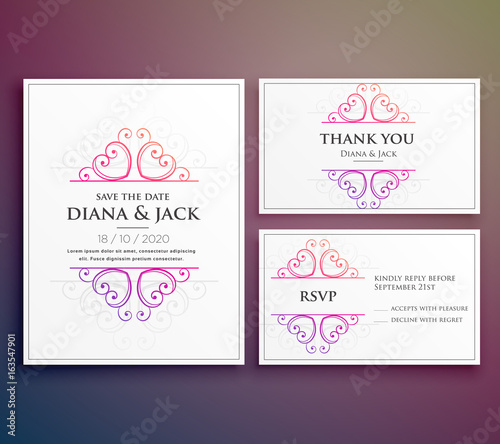 wedding card invitation design with thank you card
