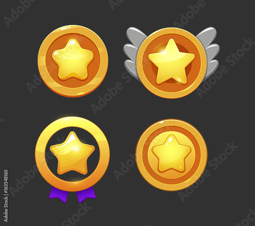 Vector star icons set. Collection icon design for game, ui, banner, design for app, interface, game development. Star icon bonus and items illustration. 