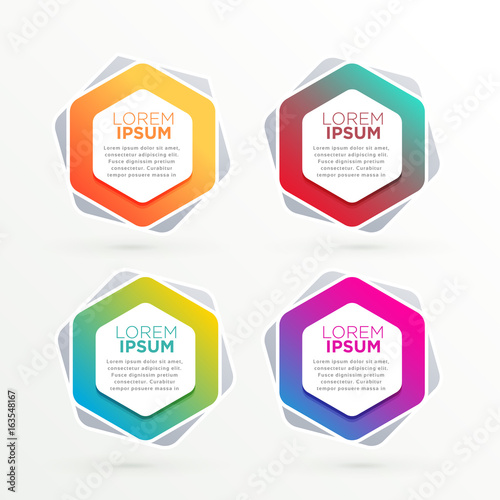 geometric hexagonal banners set with text space