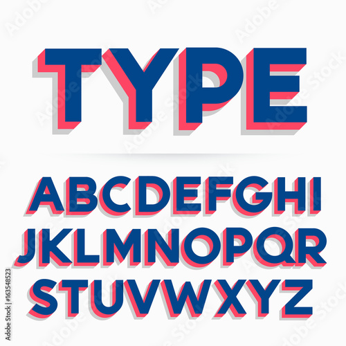 3d typeface font and alphabet vector design