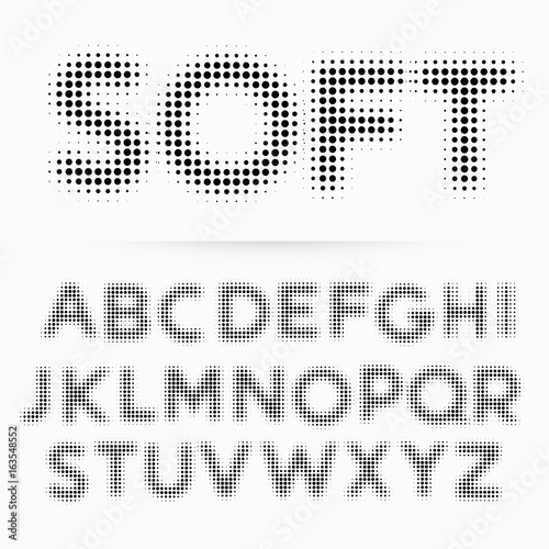 soft alphabet font made in halftone style
