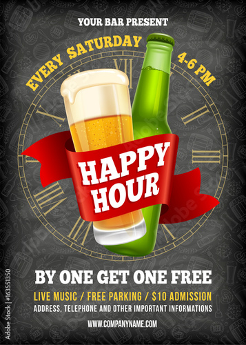 Obraz na plátne Happy Hour Poster Template