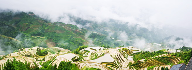 Handdoek met foto Rijstvelden Panorama Longji rijstterrassen Guilin  © creativefamily