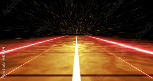 Infinite abstract space runway on the background of stars