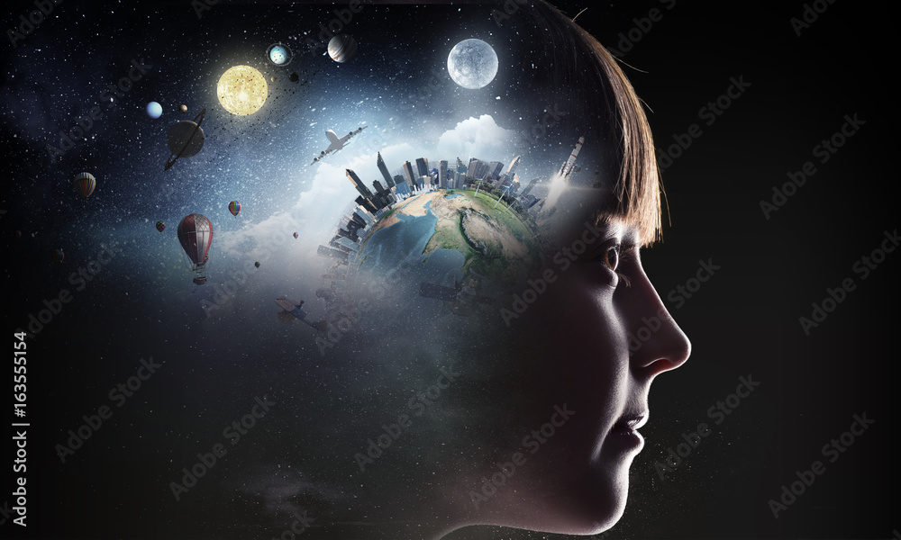 Bright ideas in her head. Mixed media Bright ideas in her head. Mixed media