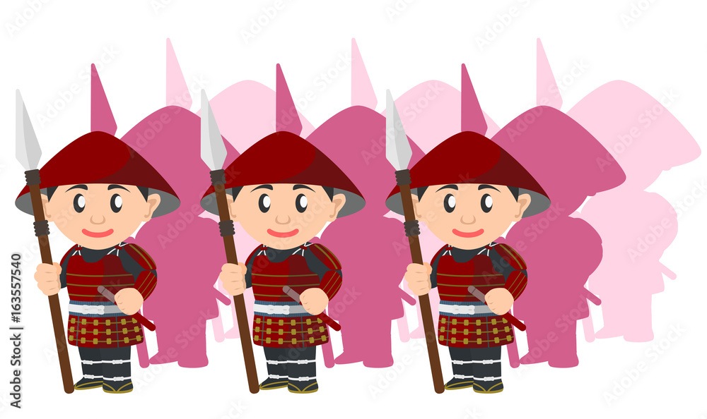 足軽隊 赤備え 戦国時代 Stock イラスト Adobe Stock