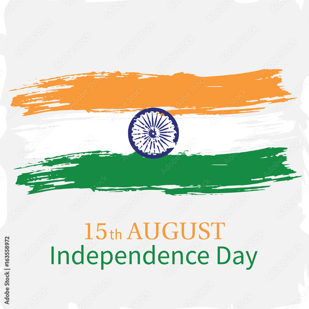 India Independence Day 15 th of august. Treecolor flag India in grunge