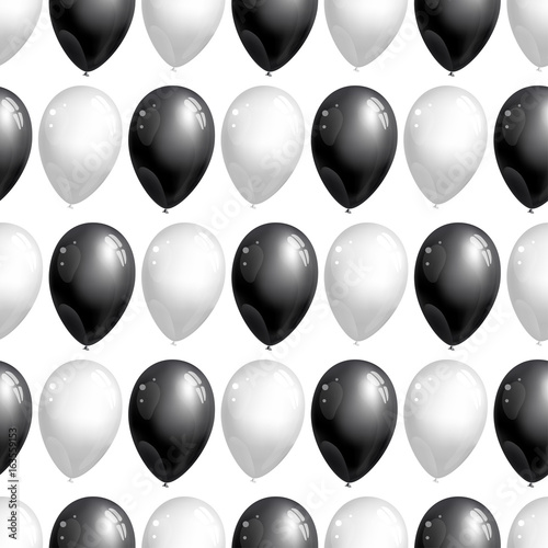 black and white baloons pattern on white background