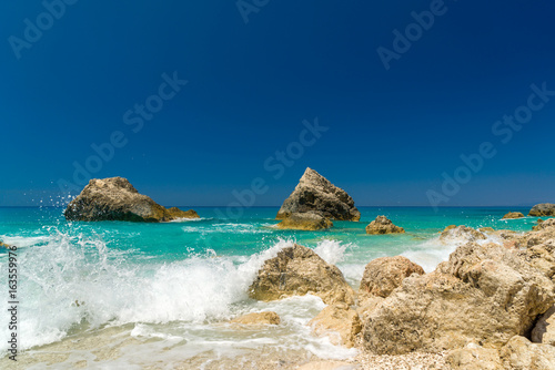 Megali Petra beach on Lefkas island