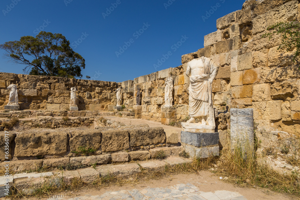 Ruins of statues in the ancient city of Salamis, Northern Cyprus