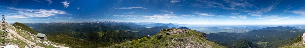 Panroamic view of Wetterstein and Karwendel from Benediktenwand