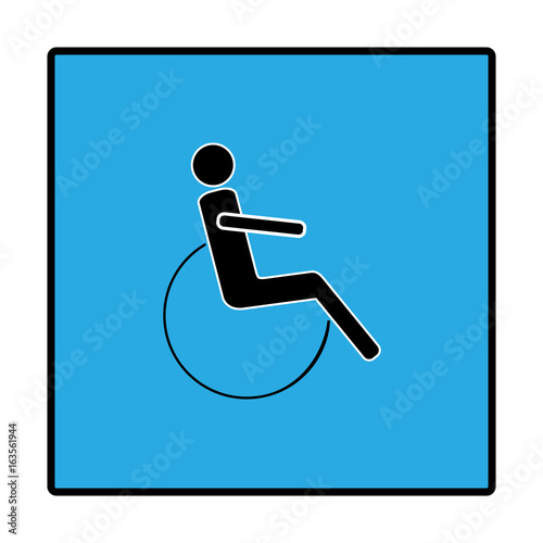 Disabled sign in blue square