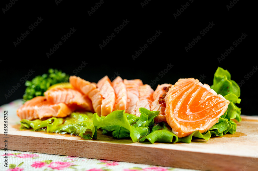 Salmon Tataki Japanese food salmon fillet