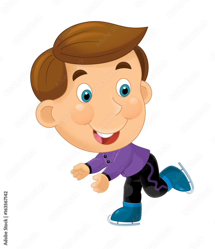 cartoon Ice skating happy and funny boy - winter sport / isolated illustration for children cartoon Ice skating happy and funny boy - winter sport / isolated illustration for children