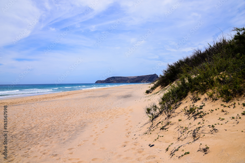 Beach at Porto Santo Island looking south towards Ilheu da Cal Beach at Porto Santo Island looking south towards Ilheu da Cal