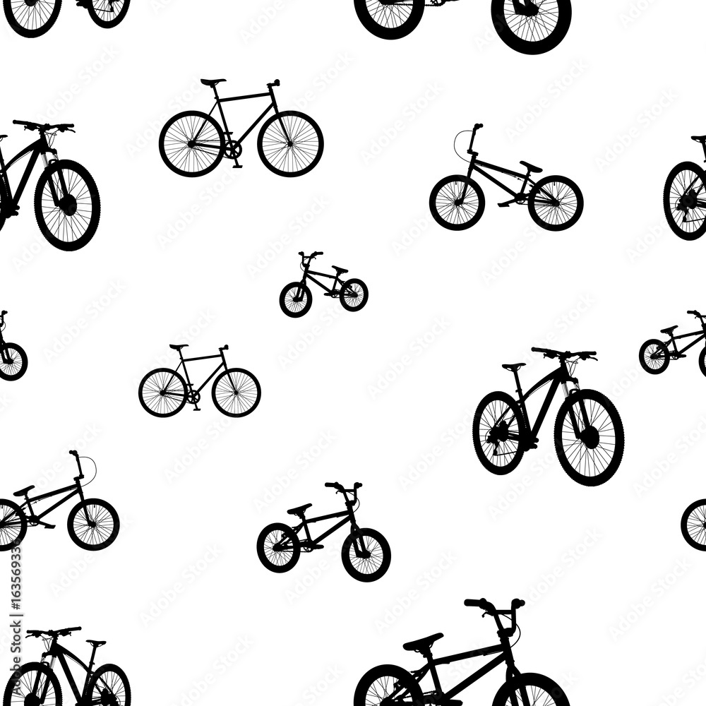 Bicycles seamless patterns