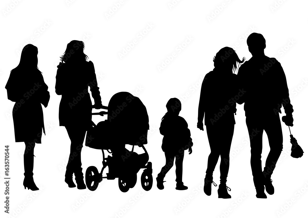 Families with child on white background Families with child on white background