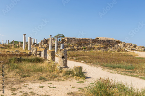 The columned courtyard at Salamis. Ancient ruins of Greek-Roman periods, Northern Cyprus photo