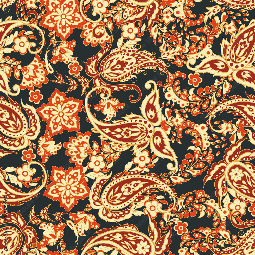 Paisley seamles background. Colorful vector pattern 