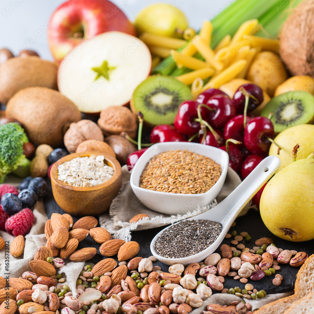 Selection of healthy rich fiber sources vegan food for cooking Selection of healthy rich fiber sources vegan food for cooking