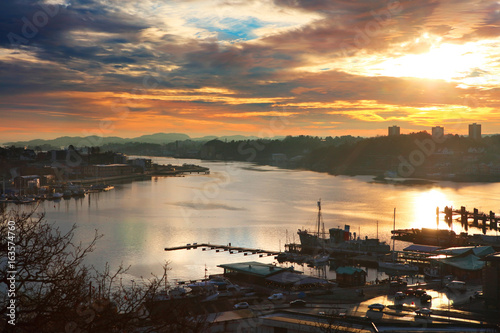 evening panoramic scene of Sandefjord photo