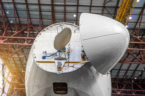 Meteorological radar of the Doppler under the nose of the aircraft from the cockpit photo