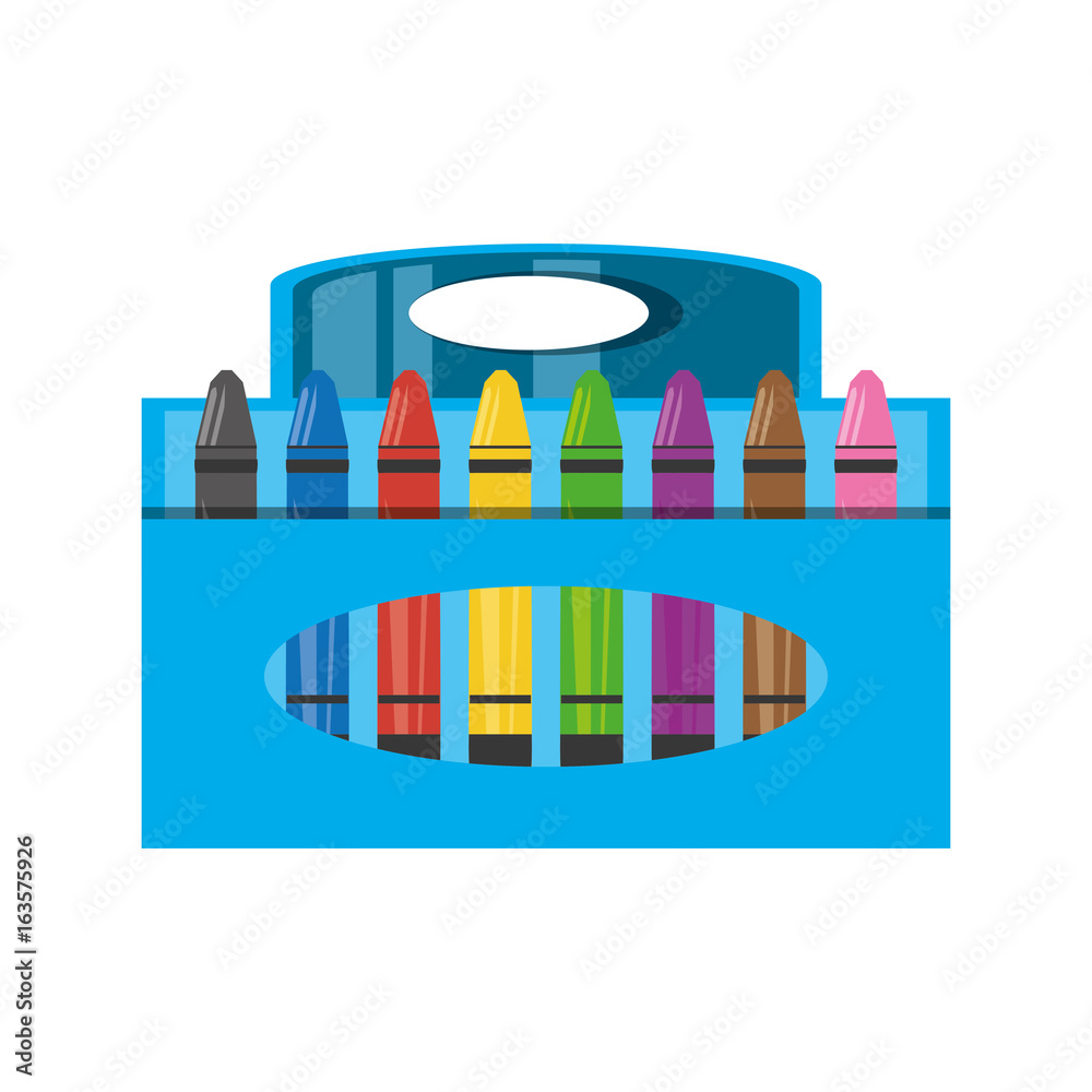 Crayons in box icon vector illustration graphic design