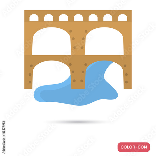Ancient Rome aqueduct color flat icon for web and mobile design