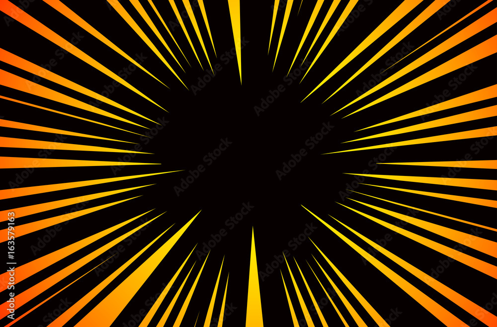 Fototapeta premium Hyper Speed Warp Sun Rays or Explosion Boom for Comic Books Radial Background Vector