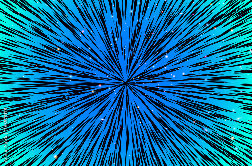 Obraz premium Hyper Speed Warp Sun Rays or Explosion Boom for Comic Books Radial Background Vector