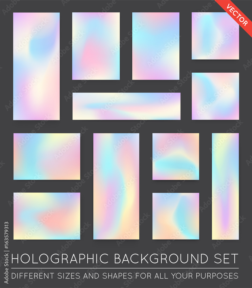 Trendy set of vector holographic backgrounds..