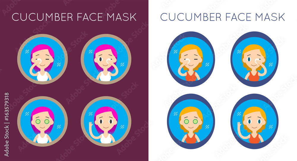 Vector Face Cleaning And Care Actions Illustration Set