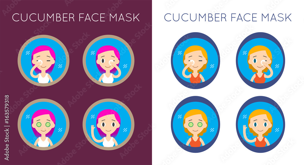 Vector Face Cleaning And Care Actions Illustration Set Vector Face Cleaning And Care Actions Illustration Set
