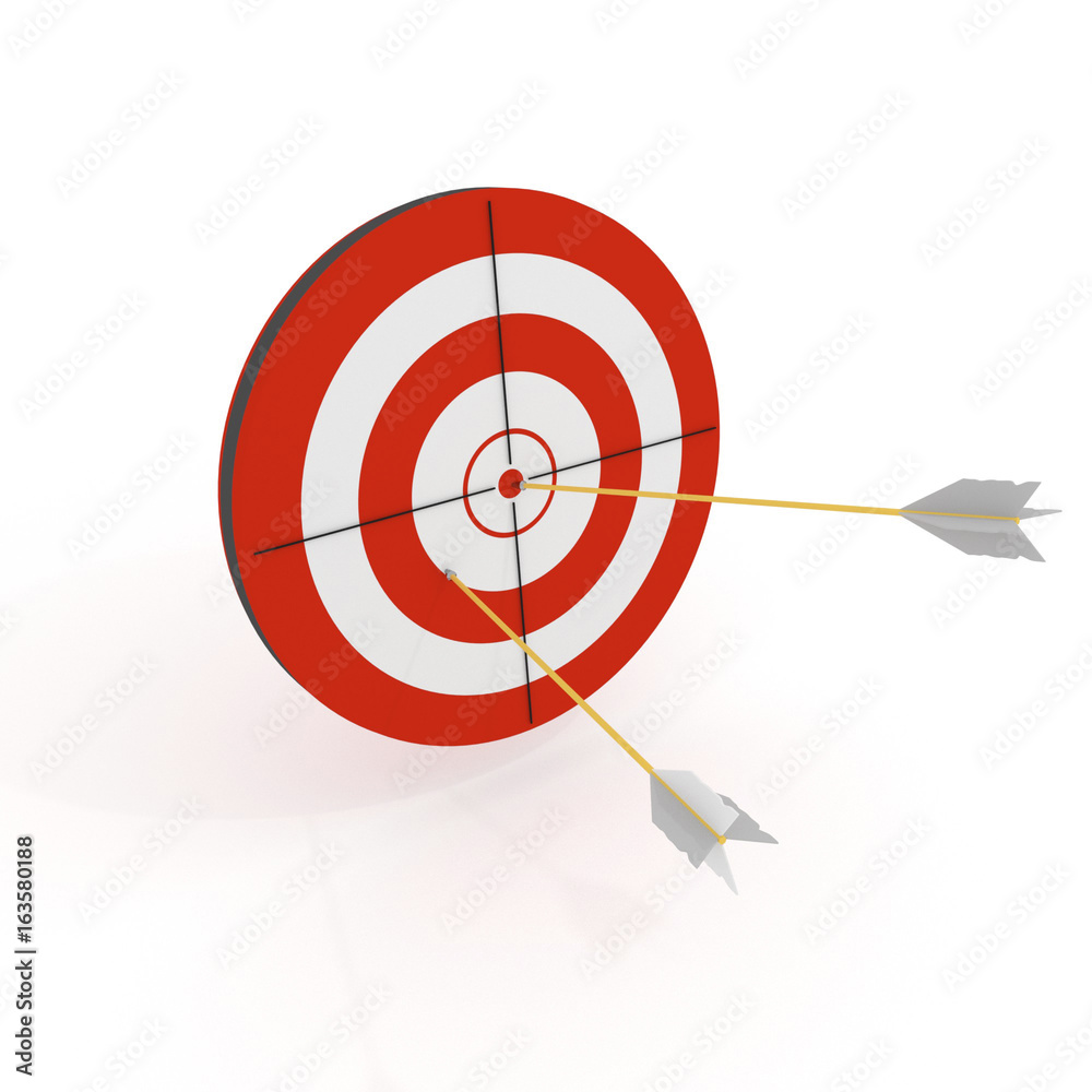 3d render, 3d illustration. business concept - target of success with arrows 3d render, 3d illustration. business concept - target of success with arrows