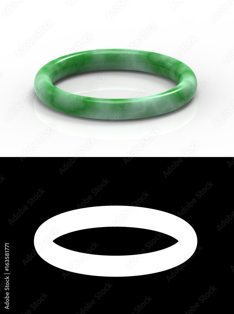 3d rendering. a beautiful luxurious Green jade bracelet on white background with alpha mask 3d rendering. a beautiful luxurious Green jade bracelet on white background with alpha mask