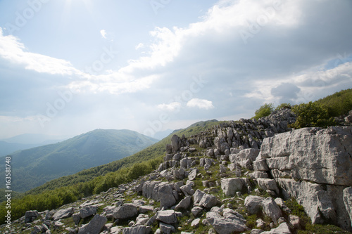 Panorama, vista dal Monte Cervati verso Cima Di Mercori, primavera photo