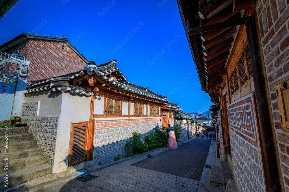 Korean traditional house, Bukchon Hanok Village on Jun 19, 2017 in Seoul city, South Korea