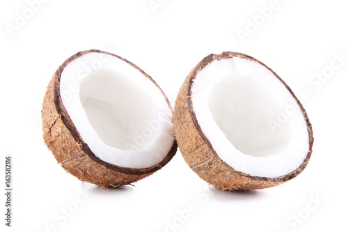 Half of coconut isolated on a white background