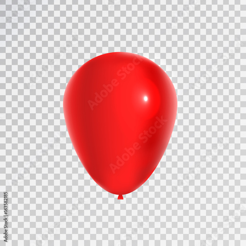 Naklejka Wektor realistyczny na białym tle czerwony balon do świętowania i dekoracji na przezroczystym tle. Koncepcja wszystkiego najlepszego, rocznicy i ślubu.