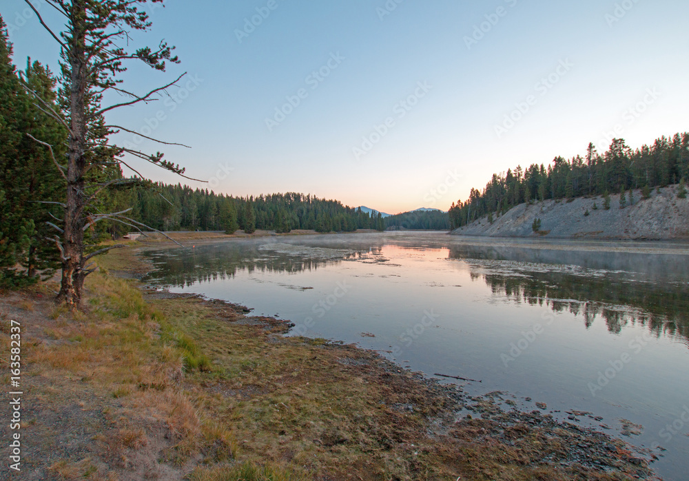 Sunset at Otter Creek at Yellowstone River in Yellowstone National Park in Wyoming USA