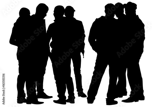 Young boys crowds on white background