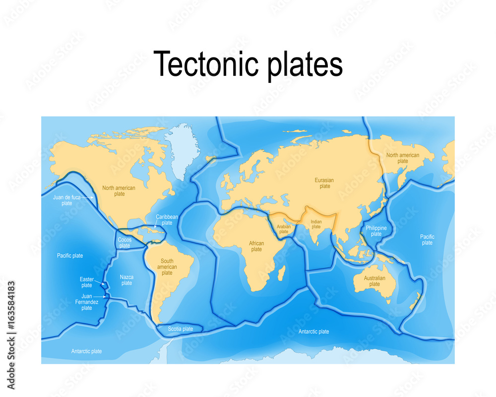 tectonic plates. map vector de Stock | Adobe Stock