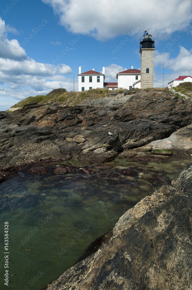 Beavertail lighthouse sits atop unique rock formations in Rhode Island