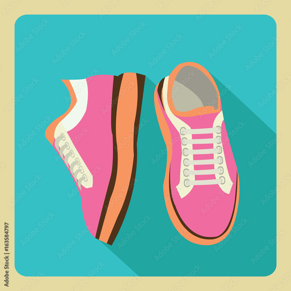 Fototapeta premium gym sneakers on side and front view over isolated flat