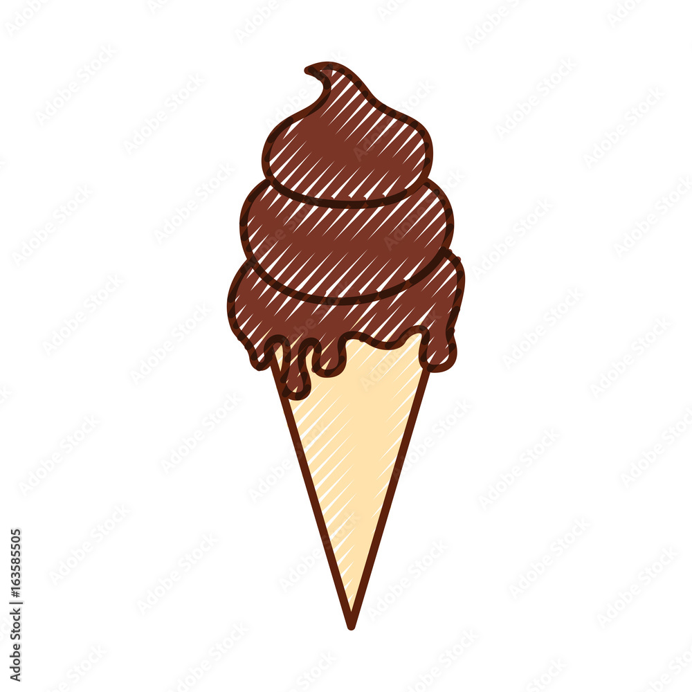 Delicious ice cream cone vector illustration design