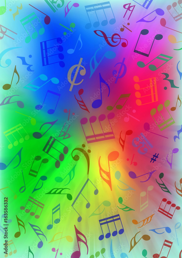 Colorful background (rainbow) consisting of musical notes Colorful background (rainbow) consisting of musical notes