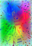 Colorful background (rainbow) consisting of musical notes