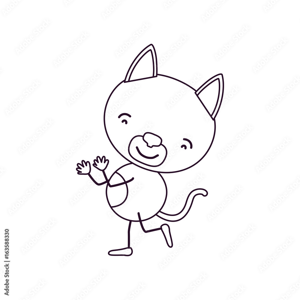 sketch contour caricature with cute cat dancing vector illustration sketch contour caricature with cute cat dancing vector illustration